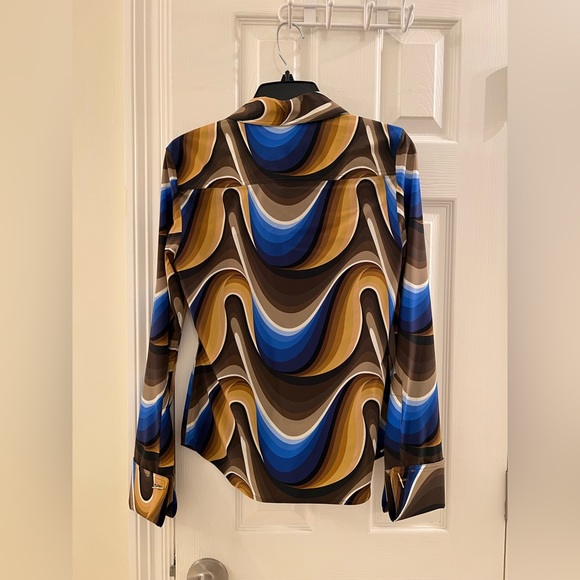 VICTORIA BECKHAM ULTRA FITTED SHIRT PSYCHEDELIC WAVE BLUE - Picture 3 of 9